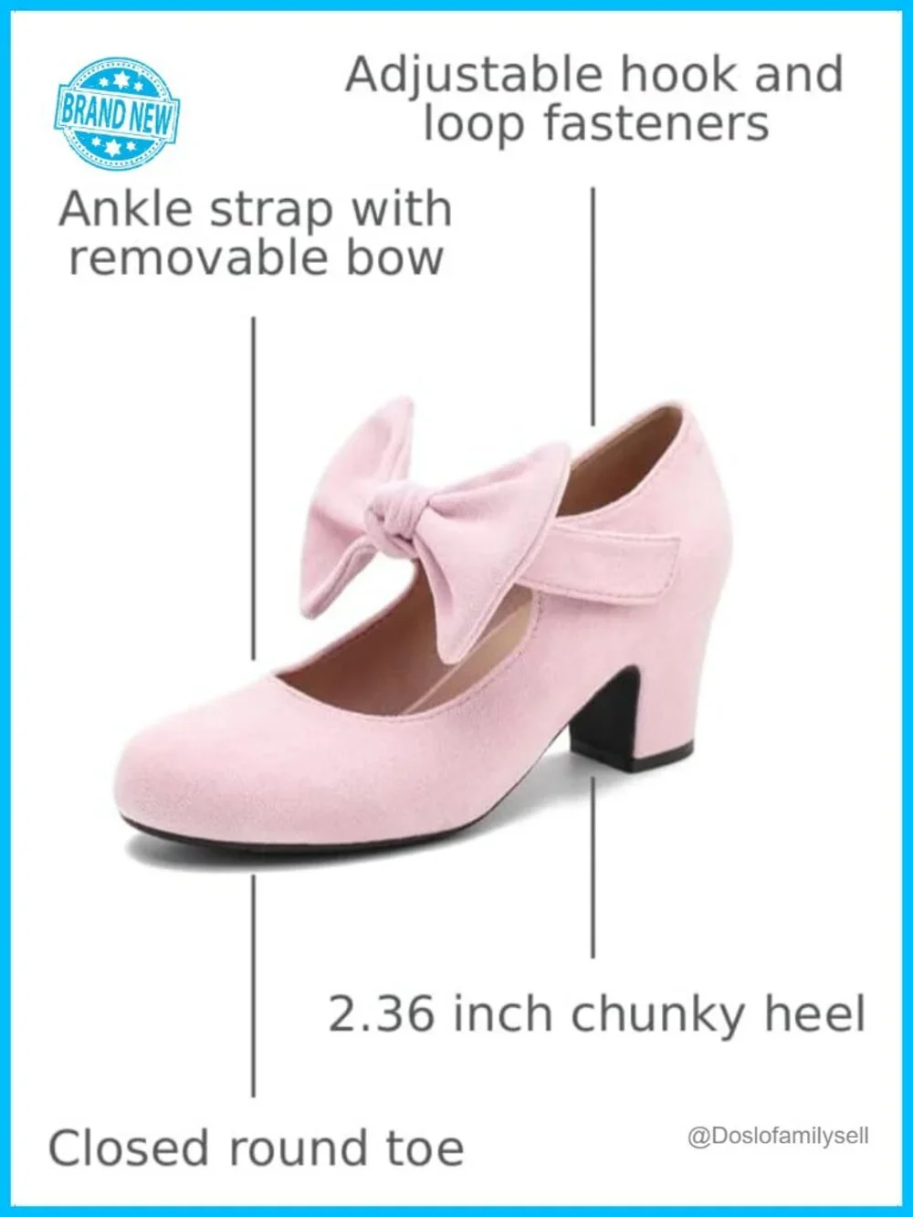 Women's Bow Mary Jane Chunky Heel Pumps Ankle Strap Round Toe Dress Wedding